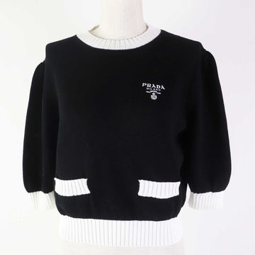 PRADA Short sleeve knit P24I1R cotton Black White 38