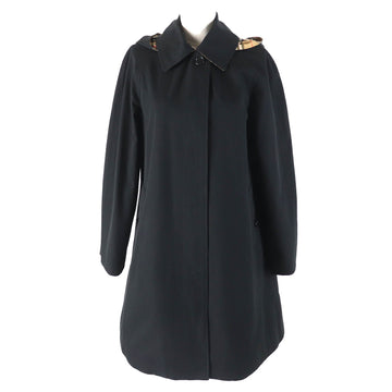 Burberry Cotton Hooded A-Line Coat Black 38