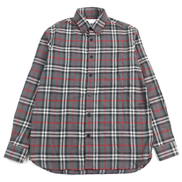 Burberry London 8057292 Cotton Embroidered Blur Check Button-Down Flannel Shirt