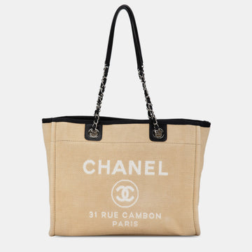 Beige/Brown Canvas Small Deauville Tote Bag