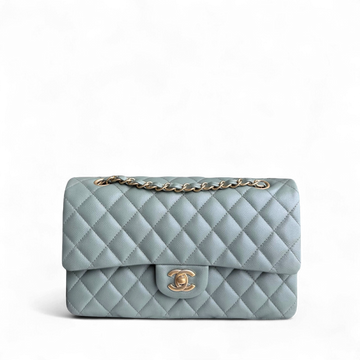 Chanel Classic Flap Medium - Caviar 25CM Quilted Light Green Gold Hardware Series 25