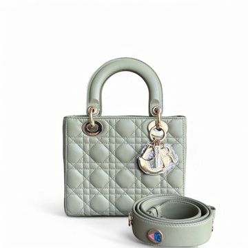 Dior Lady Small - Cannage Lambskin Mint Green Gold Hardware