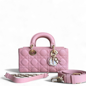 Dior Lady D-Joy Flap Small - Cannage Lambskin Pink Gold Hardware