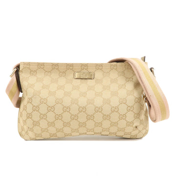 GUCCI CS Canvas Leather Shoulder Crossbody Bag Beige Gold 189749