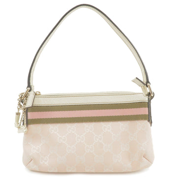 GUCCI Sherry CS Canvas Leather Pouch Hand Bag Pink 145970