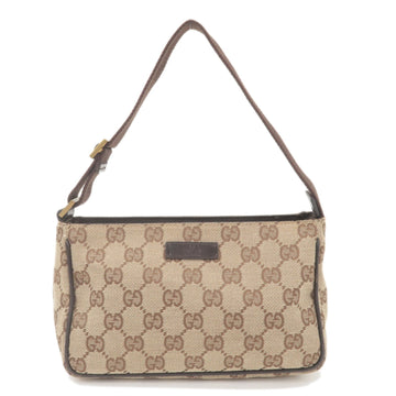 GUCCI CS Canvas Leather Hand Bag Beige Brown 106644