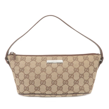 GUCCI Boat Bag CS Canvas Leather Hand Bag Beige Brown 07198
