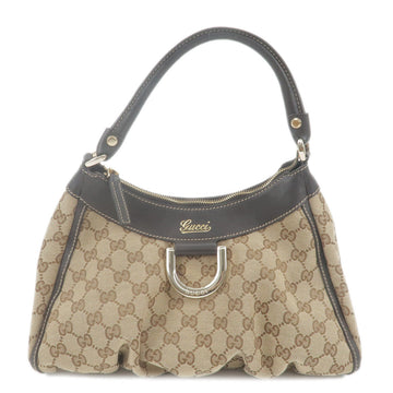 GUCCI Abbey CS Canvas Leather Shoulder Bag Beige Brown 190525