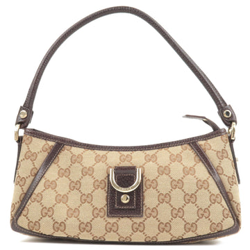 GUCCI Abbey EC Canvas Leather Shoulder Bag Beige Dark Brown 130989