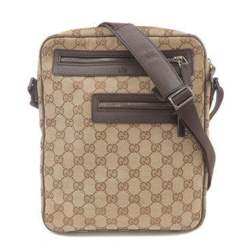 GUCCI CS Canvas Leather Shoulder Bag Crossbody Bag Beige 92551