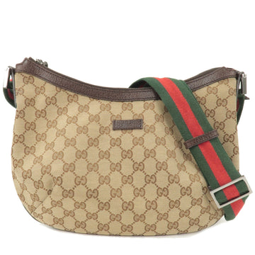 GUCCI Sherry Line CS Canvas Leather Shoulder Bag Beige 181092