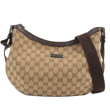 GUCCI CS Canvas Leather Shoulder Bag Beige Brown 181092
