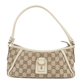 GUCCI Abbey EC Canvas Leather Pouch Hand Bag Beige White 130939