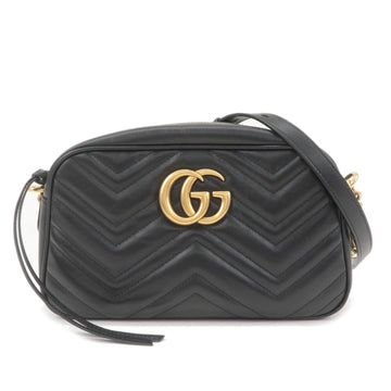 GUCCI CS Marmont Leather Chain Shoulder Bag Black 447632