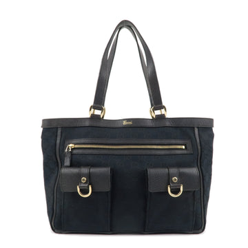 GUCCI Abbey GG Canvas Leather Tote Bag Hand Bag Black 146247