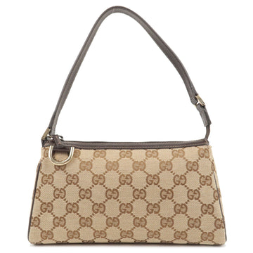 GUCCI Abbey EC Canvas Leather Hand bag Beige Dark Brown 145750