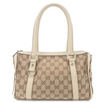GUCCI Abbey EC Canvas Leather Boston Hand Bag Beige Ivory 130942