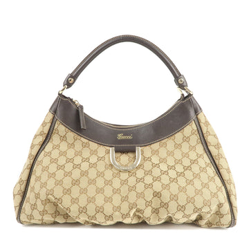 GUCCI Abbey EC Canvas Leather Shoulder Bag Beige brown 189833