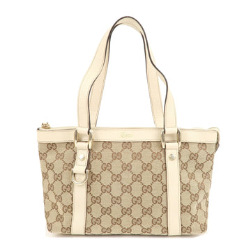 GUCCI Abbey EC Canvas Leather Hand Bag Beige Ivory 141471