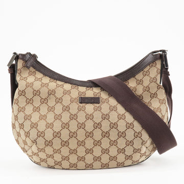 GUCCI CS Canvas Leather Shoulder Bag Beige Brown 181092