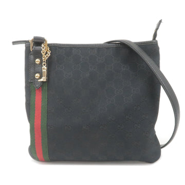 GUCCI Sherry CS Canvas Leather Shoulder Bag Black 144388