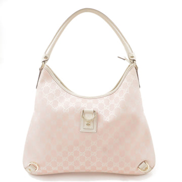 GUCCI Abbey CS Canvas Leather Shoulder Bag Pink White 130737