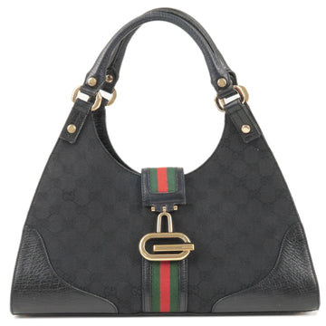 GUCCI Sherry CS Canvas Leather Shoulder Bag Black 130995