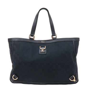 GUCCI Abbey Line EC Canvas Leather Tote Bag Black 141472