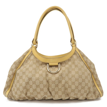 GUCCI Abbey CS Canvas Leather Shoulder Bag Beige Yellow 189835