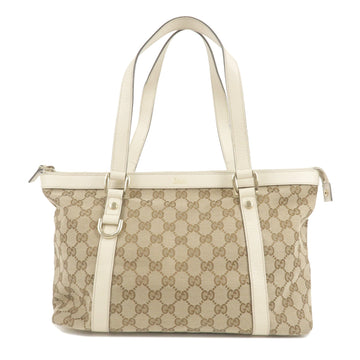 GUCCI CS Abbey Canvas Leather Shoulder Bag Beige White 141470