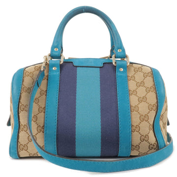 GUCCI Sherry CS Canvas Suede 2Way Bag Hand Bag 269876 Beige Blue