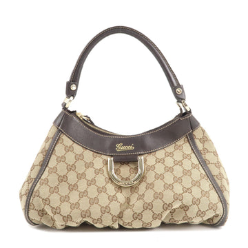 GUCCI Abbey CS Canvas Leather Shoulder Bag Beige Brown 190525