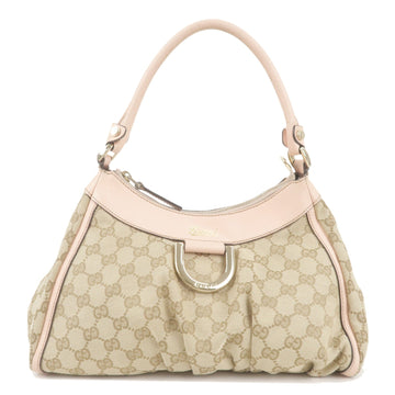 GUCCI Abbey CS Canvas Leather Shoulder Bag Beige Pink 190525