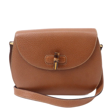 GUCCI Bamboo Leather Shoulder Bag Brown 001?2113?1622
