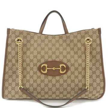 GUCCI Horsebit CS Canvas Leather 2Way Chain Shoulder Bag 623695