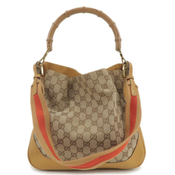 GUCCI Bamboo EC Canvas Leather 2Way Shoulder Bag 001.4095