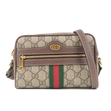 GUCCI Ophidia CS Supreme Leather Shoulder Bag Brown Beige 517350