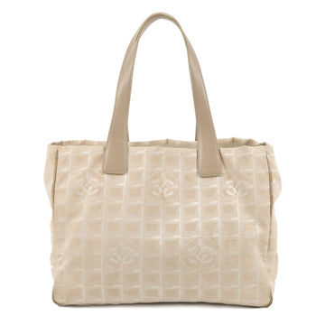 Chanel New Travel Line Nylon Jacquard Leather Tote Bag A
