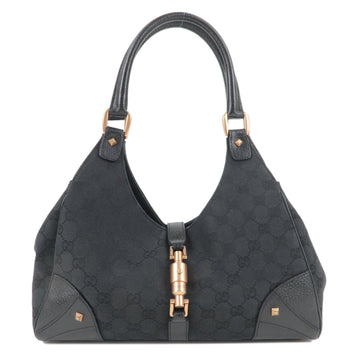 GUCCI New Jackie CS Canvas Leather Shoulder Bag Black 124407