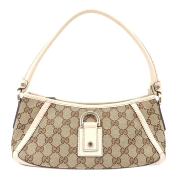 GUCCI Abbey EC Canvas Leather Shoulder Bag Pouch Beige 130939