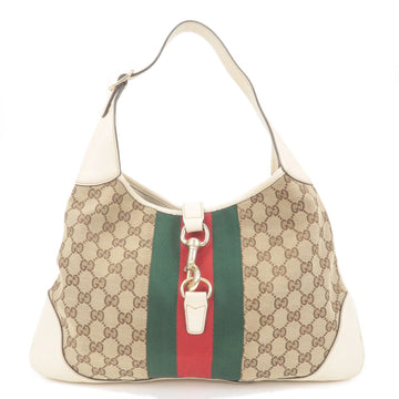 GUCCI Jackie Sherry CS Canvas Leather Shoulder Bag Begie 153029
