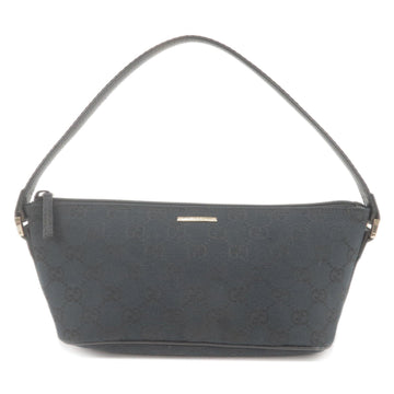 GUCCI CS Canvas Leather Boat Bag Hand Bag Black 141809