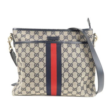 GUCCI Sherry CS Canvas Leather Shoulder Bag Beige Navy 388926