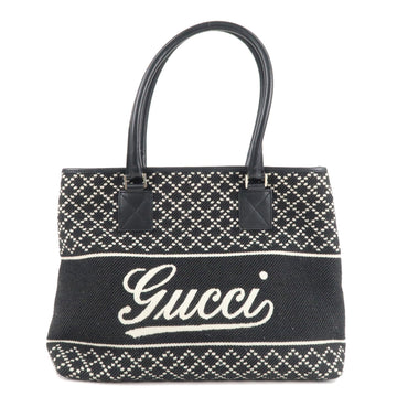 GUCCI Diamante Wool Leather Tote Bag Black 257304