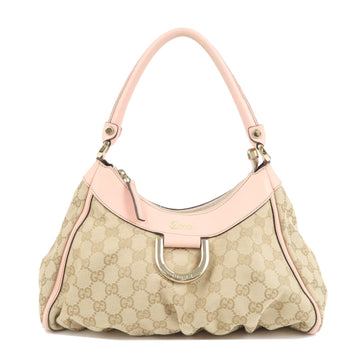 GUCCI Abbey CS Canvas Leather Shoulder Bag Beige Pink 190525