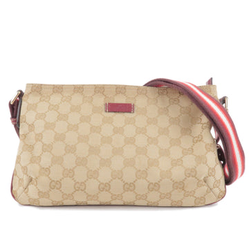 GUCCI Sherry CS Canvas Leather Shoulder Bag Beige Red 189749