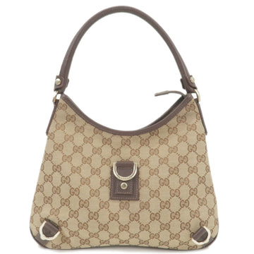 GUCCI Abbey EC Canvas Leather Shoulder Bag Beige Brown 130738