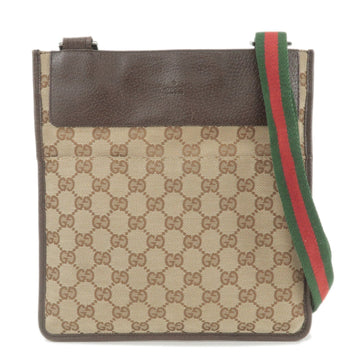 GUCCI Sherry CS Canvas Leather Shoulder Bag Beige Brown 27639
