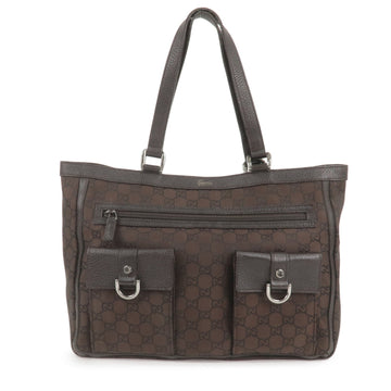 GUCCI CS Canvas Leather Tote Bag Shoulder Bag Dark Brown 268639
