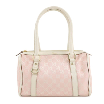 GUCCI Abbey EC Canvas Leather Boston Hand Bag Pink Ivory 130942